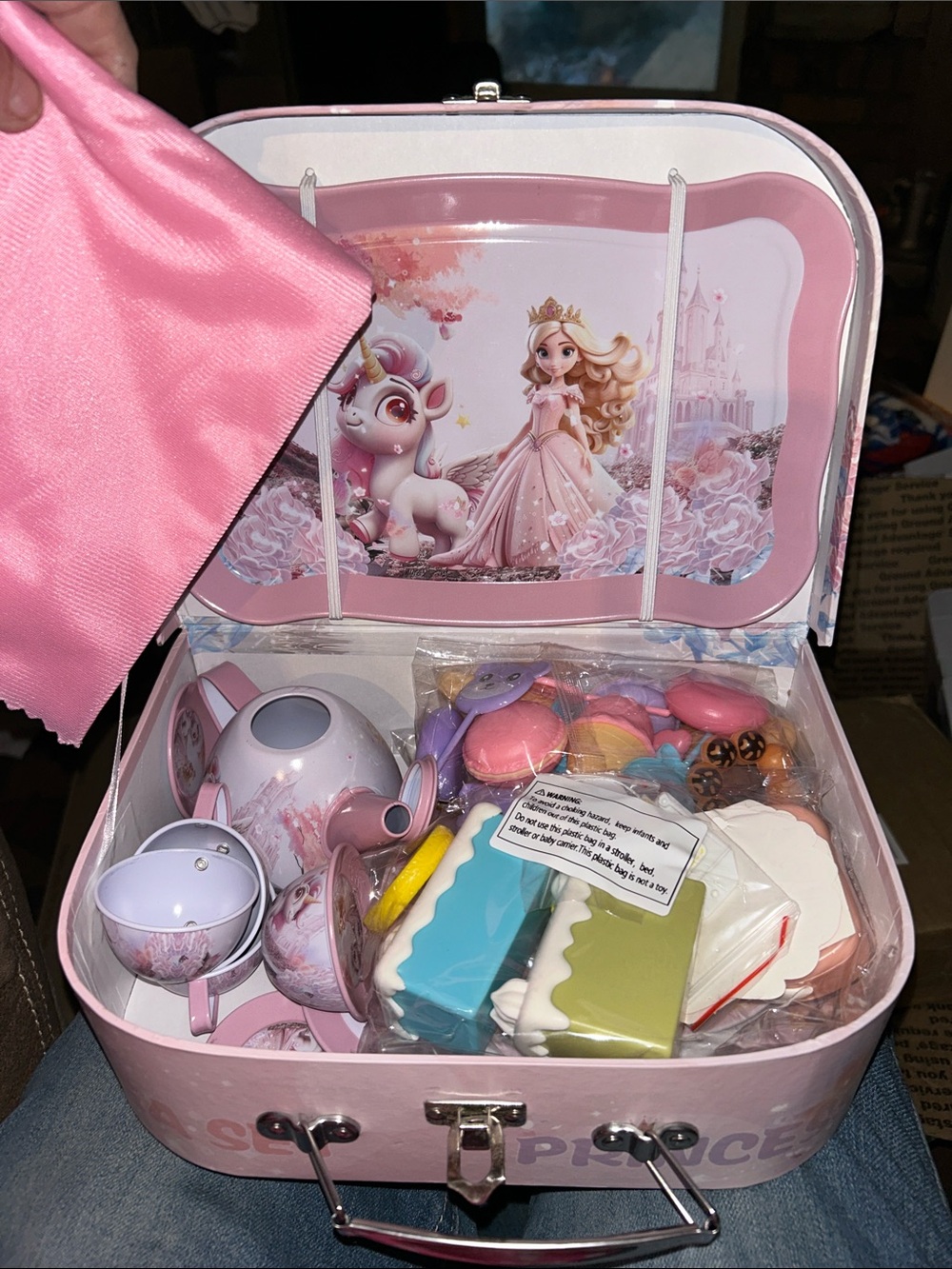 Pink Princess Tea Set Pretend Play Kit for Kids